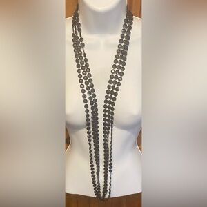 Vintage multi strand flapper necklace 50’s 60’s Lucite Plastic Shiny Discs 24 in